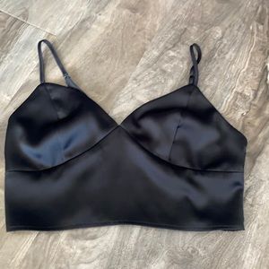 Black Satin Corset Crop Top